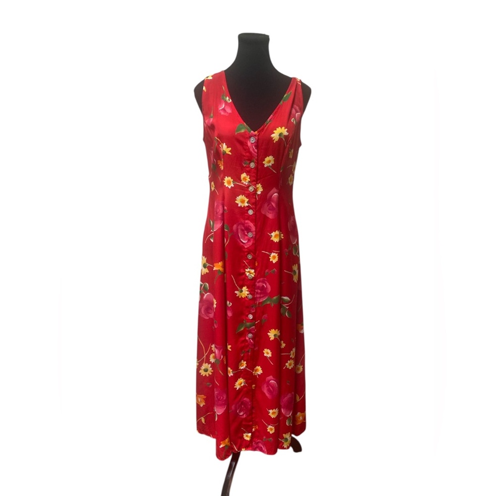 Express Red Floral Midi Dress 9/10 GUC